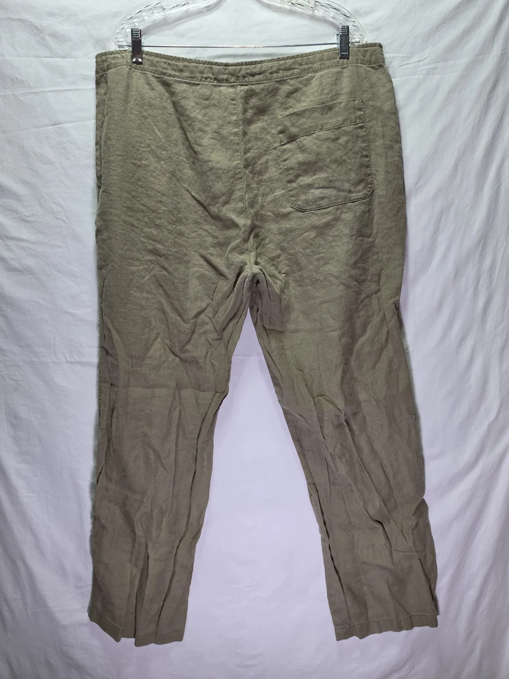 Men's Casual Drawstring Linen-Blend Pants in Olive